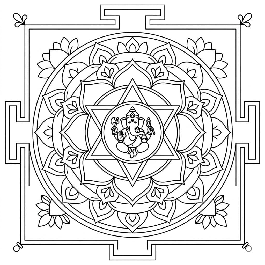 Balanced Ganesha Yantra Template Mandalas