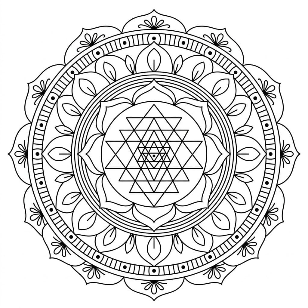 Blissful Sri Yantra Mandala Template Mandalas