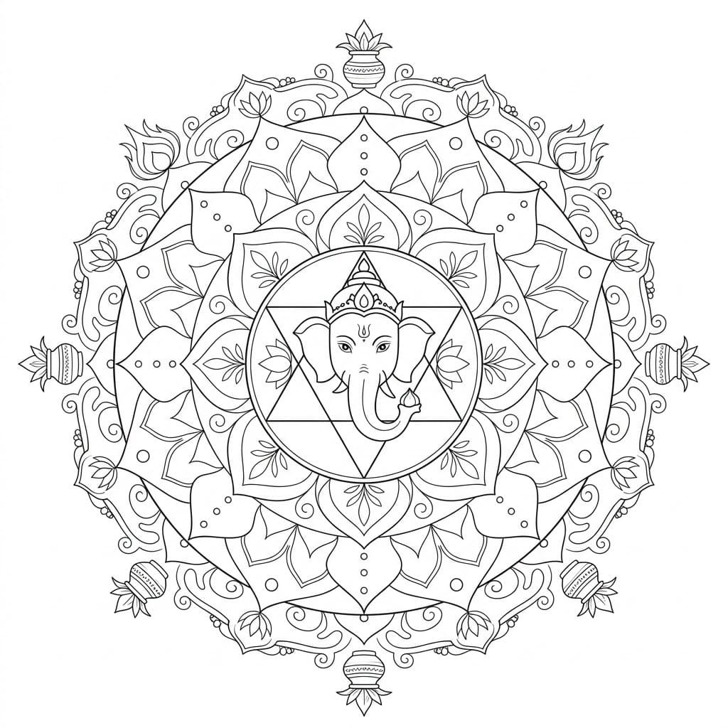 Bright Ganesha Yantra Template Mandalas