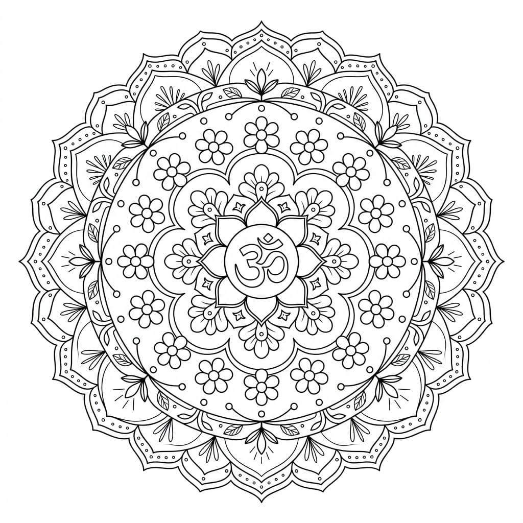 Bright Om Mandala Pattern Mandalas