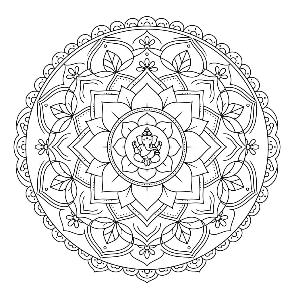 Calm Ganesha Yantra Template Mandalas