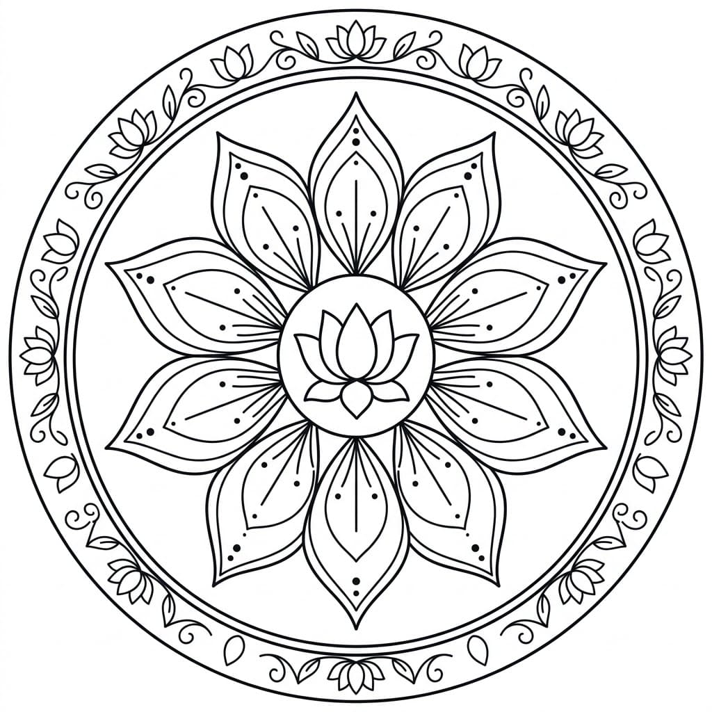 Calm Lotus Nava Padma Mandala Pattern Mandalas