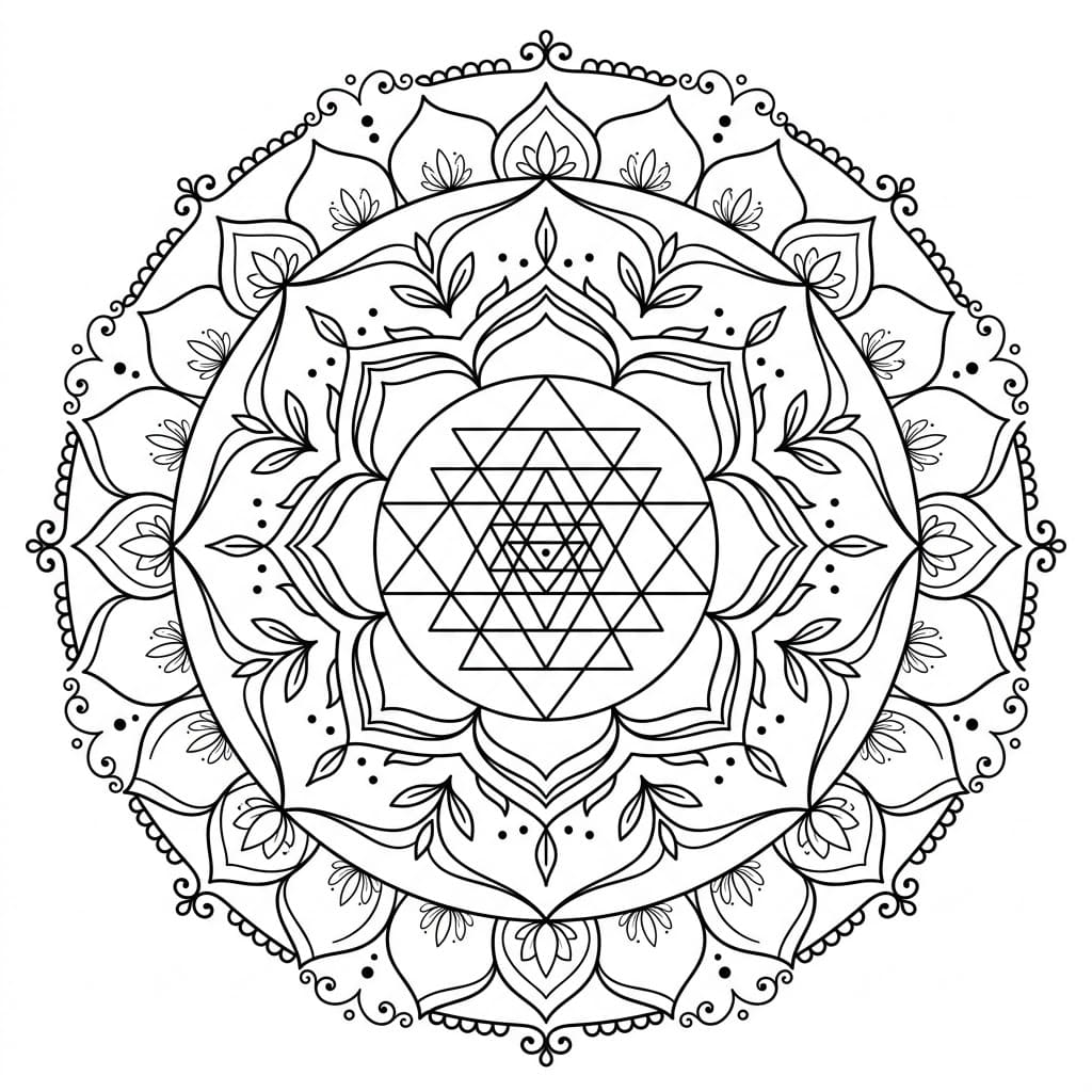 Calm Sri Yantra Mandala Template Mandalas