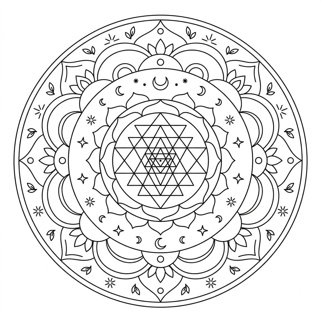 Celestial Sri Yantra Mandala Template Mandalas