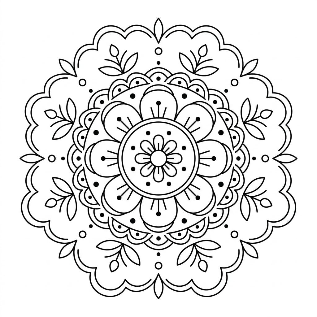 Charming Flower Rangoli Mandala Template Mandalas