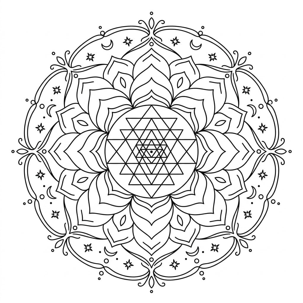 Cosmic Sri Yantra Mandala Template Mandalas