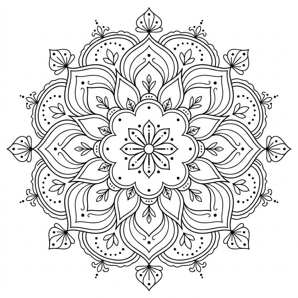 Divine Flower Rangoli Mandala Template Mandalas