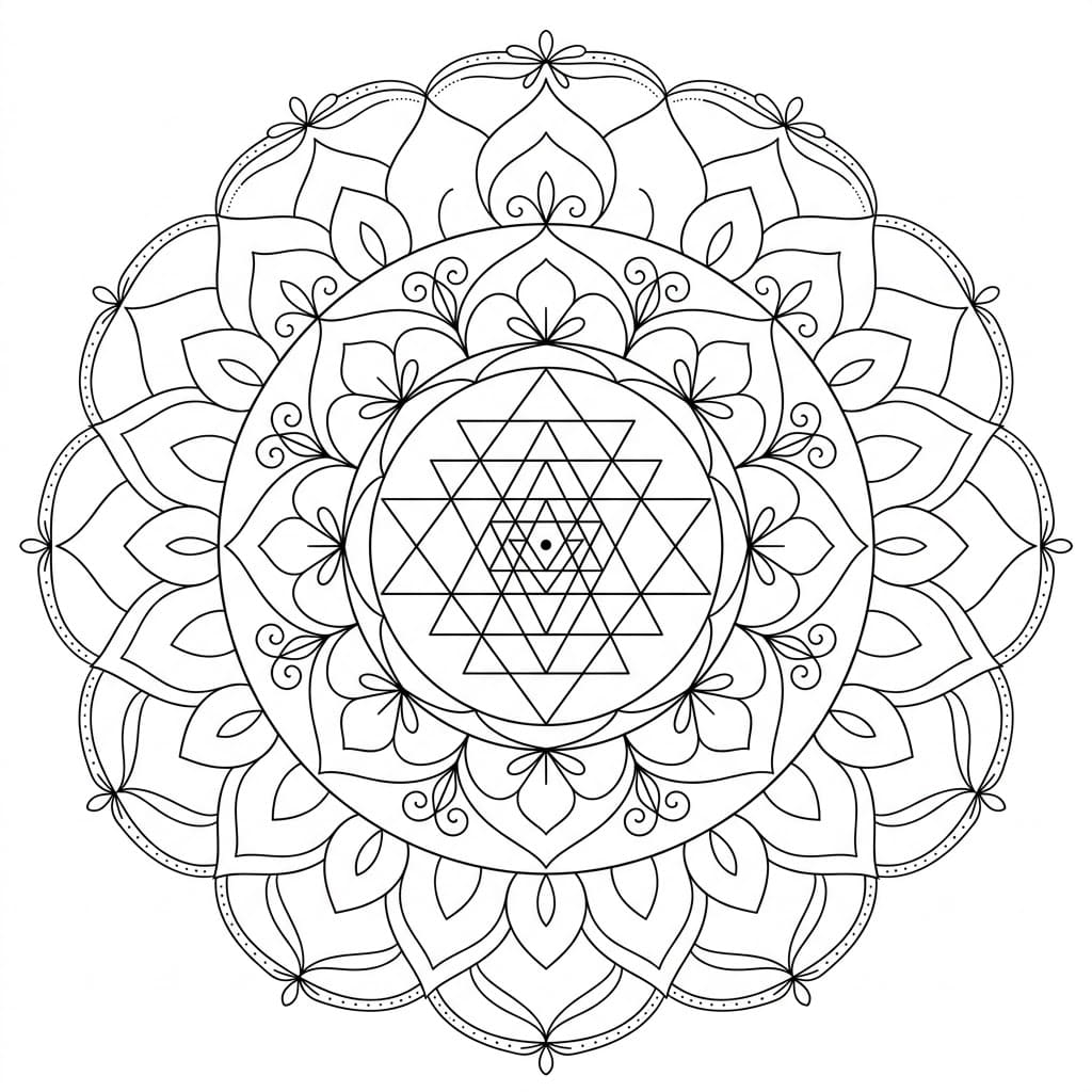 Ethereal Sri Yantra Mandala Template Mandalas