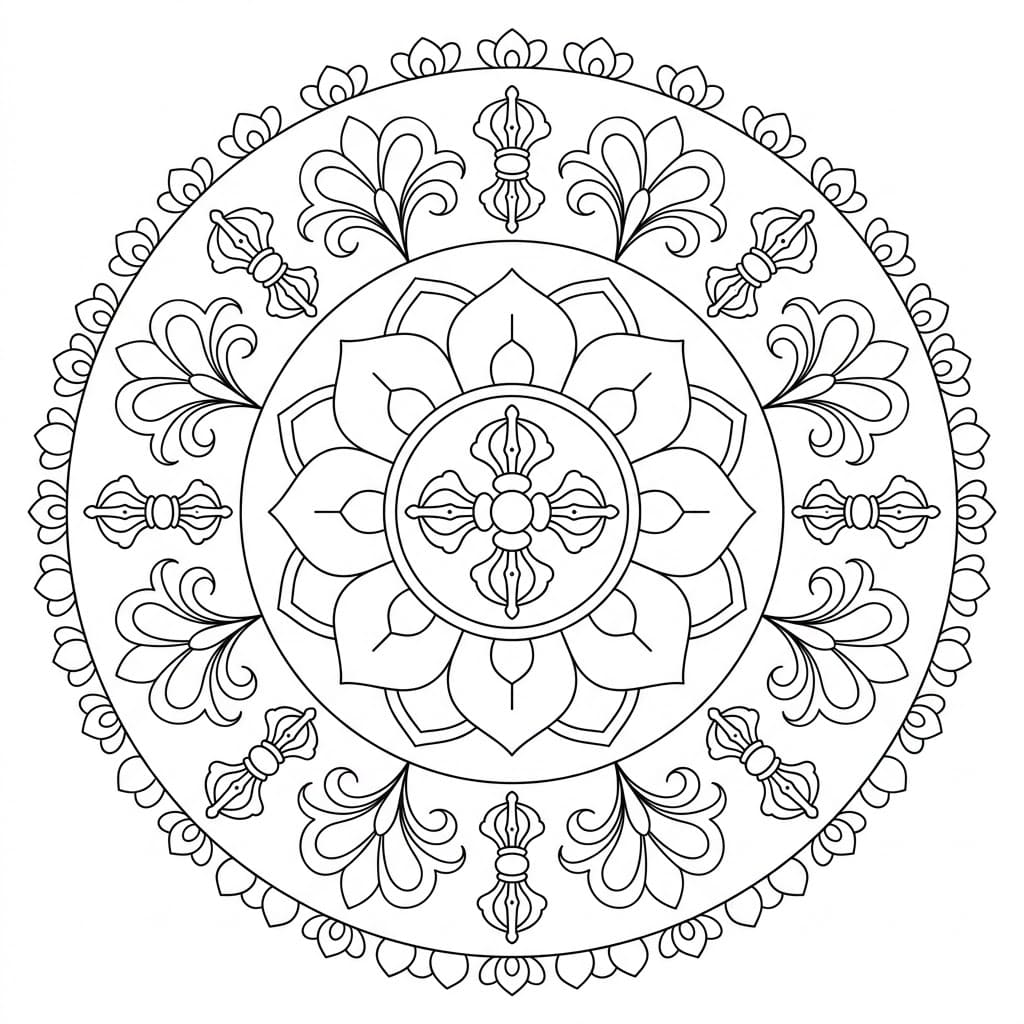 Floral Vajrayana Mandala Template Mandalas