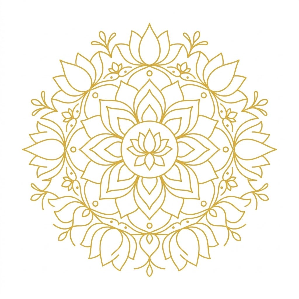 Golden Bloom Nava Padma Mandala Pattern Mandalas