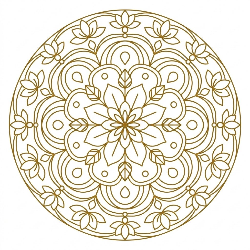 Golden Bloom Sand Mandala Art & Design Mandalas