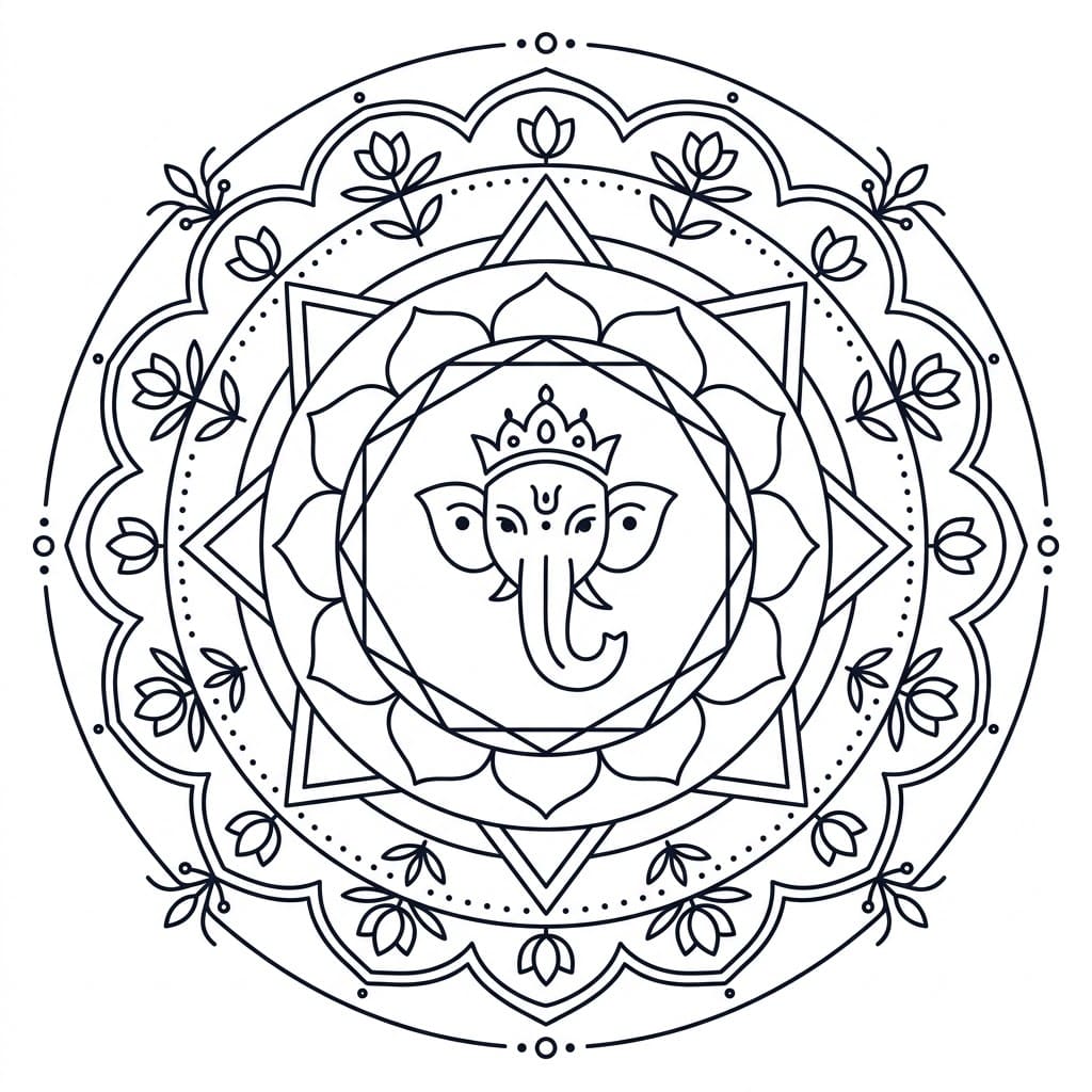 Golden Ganesha Yantra Template Mandalas