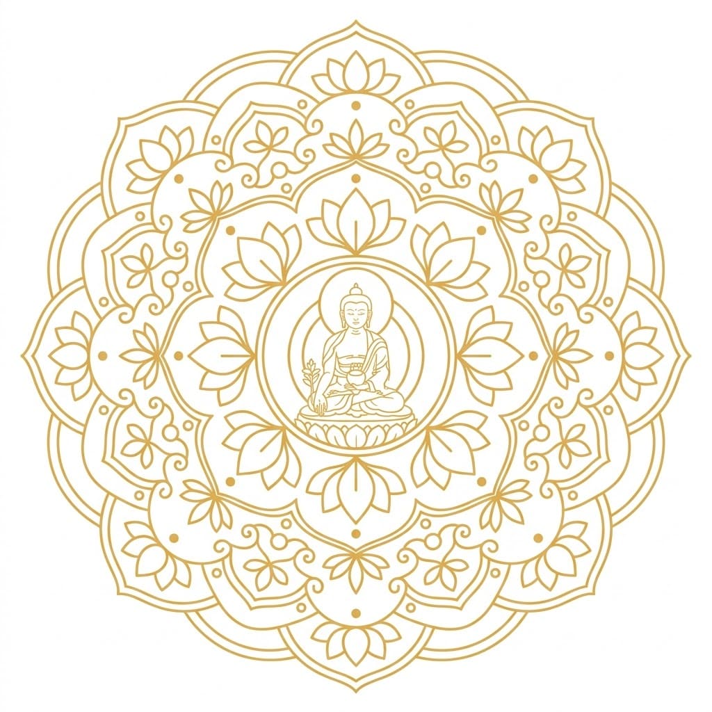 Golden Medicine Buddha Mandala Art Mandalas