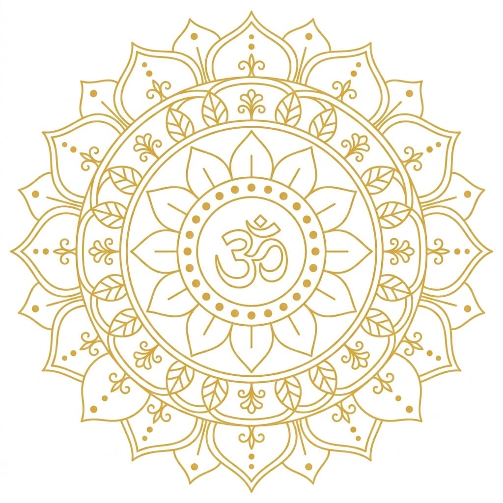 Golden Om Mandala Pattern Mandalas