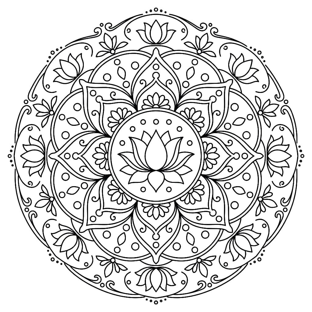 Graceful Lotus Rangoli Mandala Template Mandalas