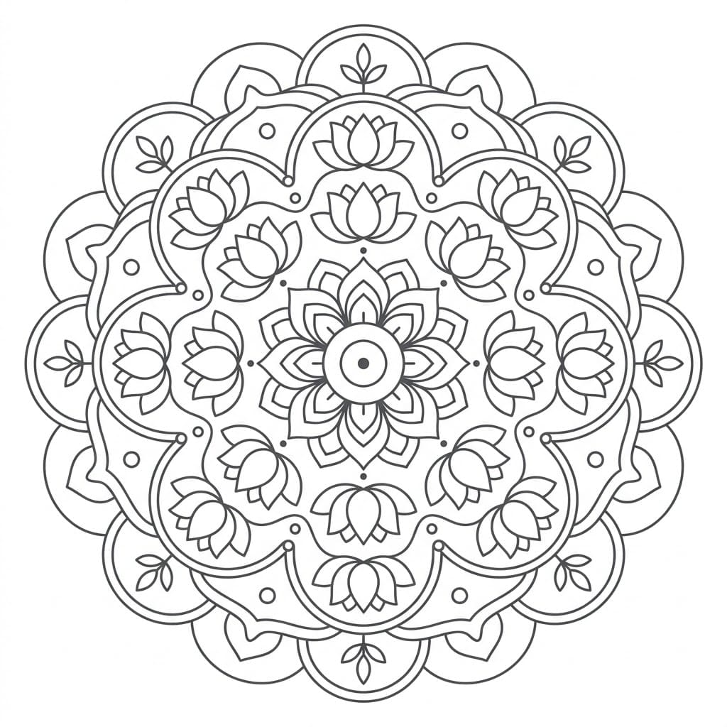 Harmonic Lotus Nava Padma Mandala Pattern Mandalas