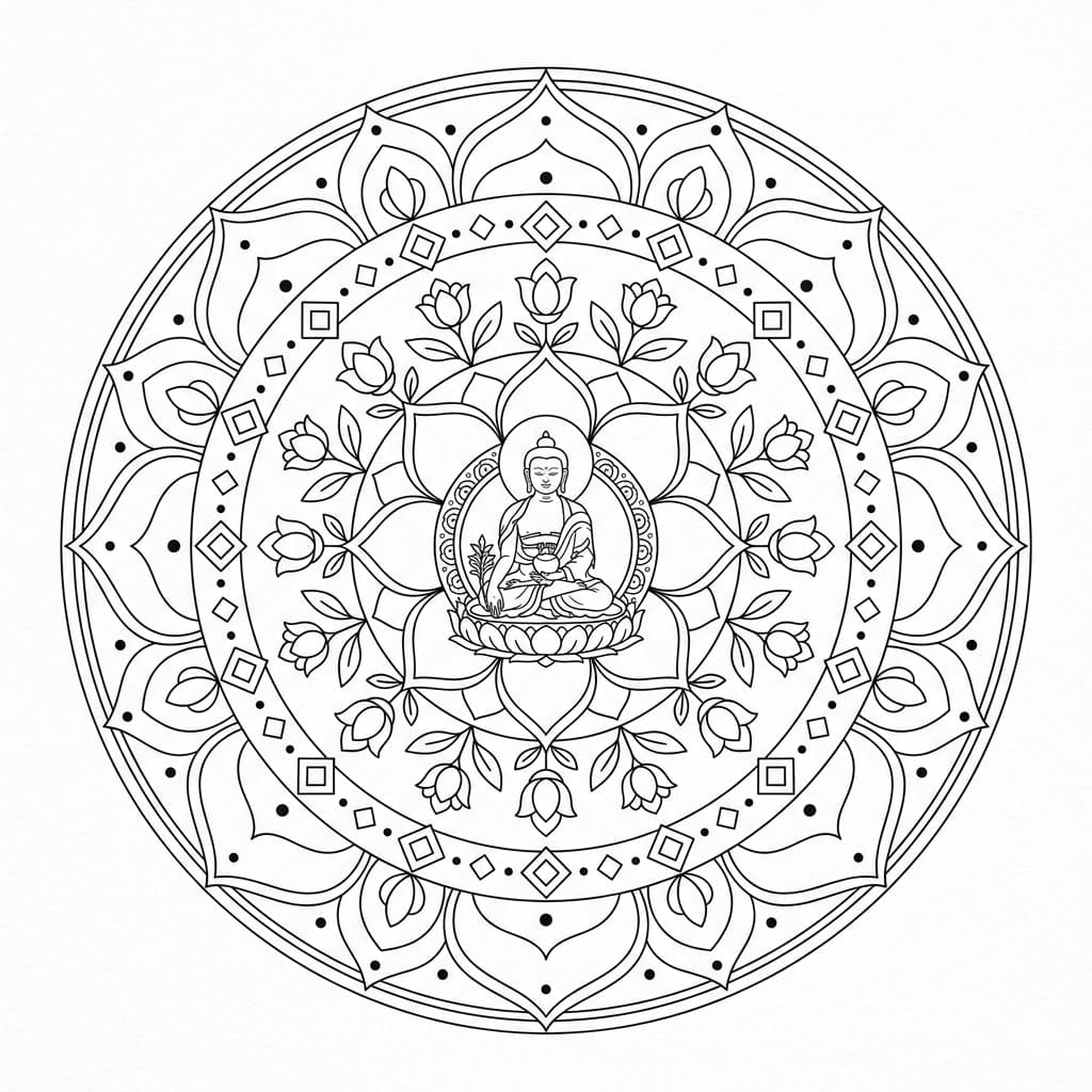 Harmonious Medicine Buddha Mandala Art Mandalas