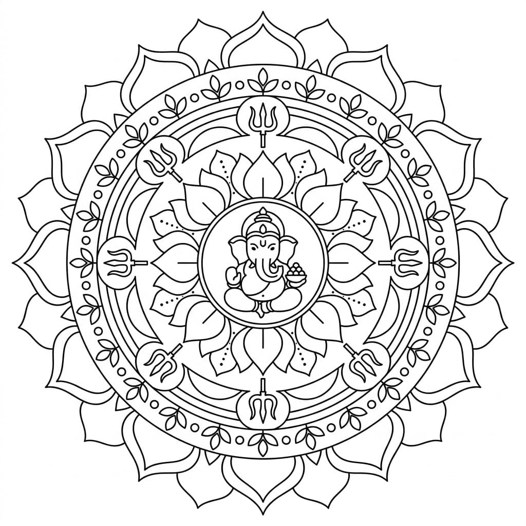 Lotus Ganesha Yantra Template Mandalas