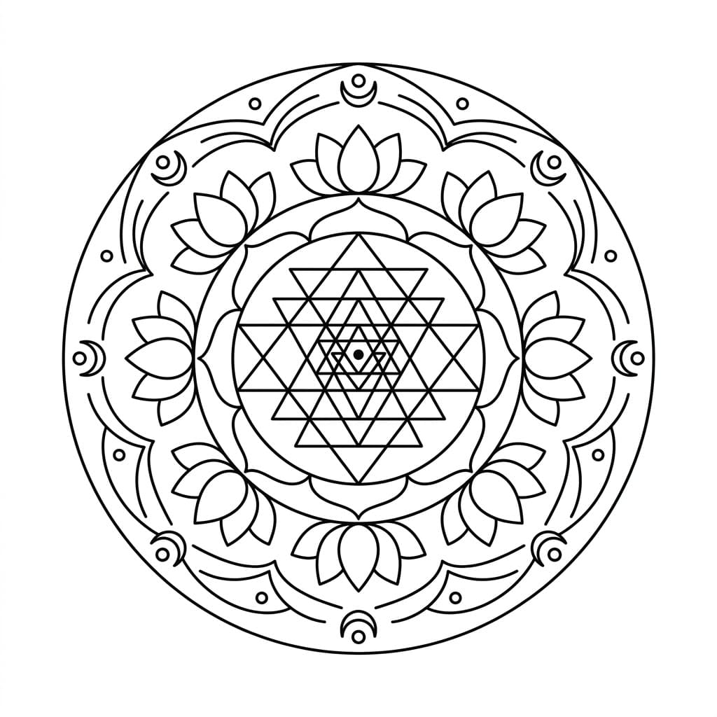 Lotus Sri Yantra Mandala Template Mandalas