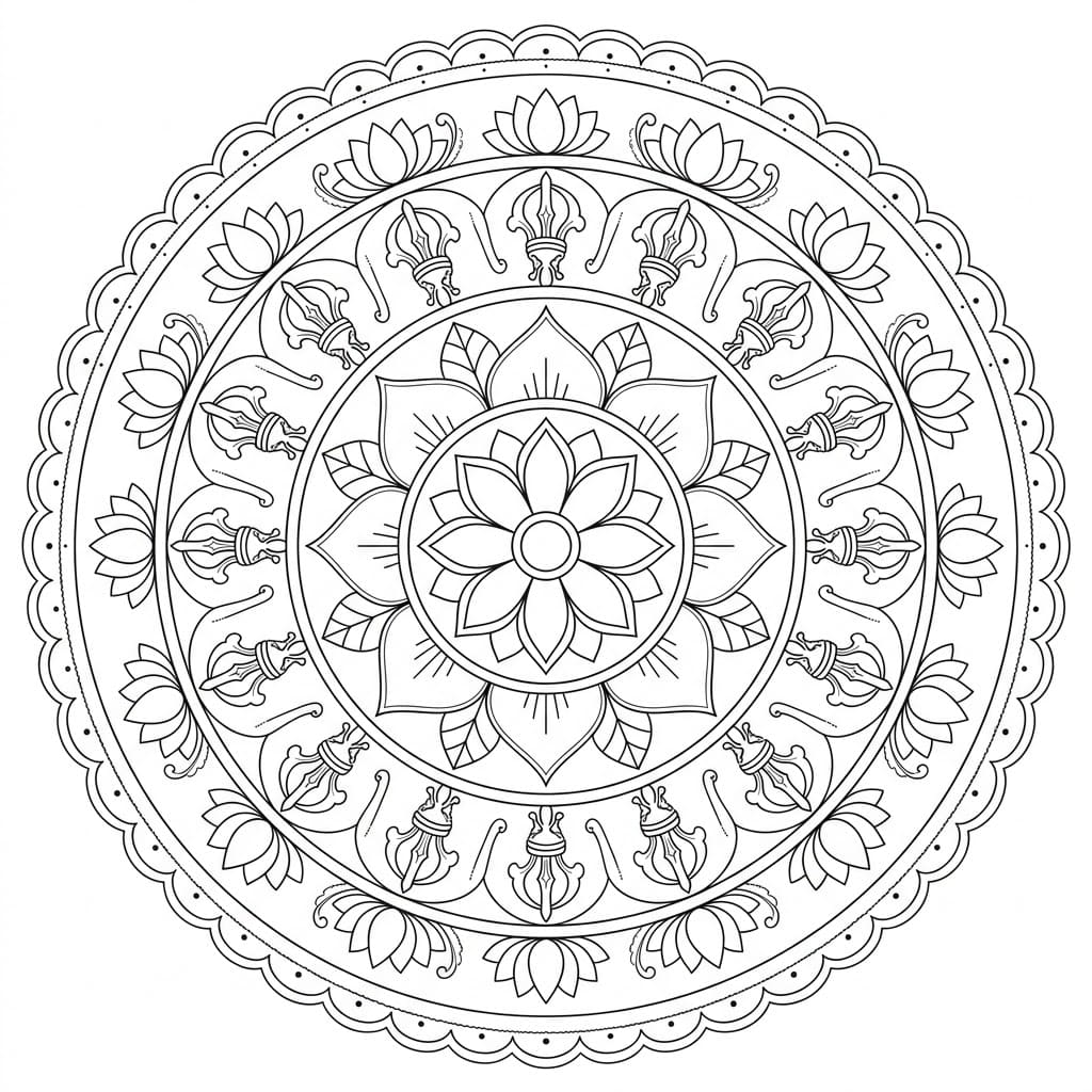 Lotus Vajrayana Mandala Template Mandalas
