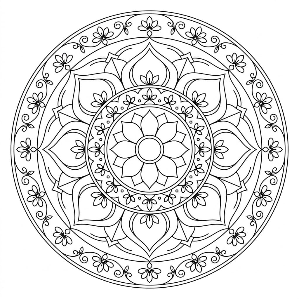 Luminous Bloom Nava Padma Mandala Pattern Mandalas
