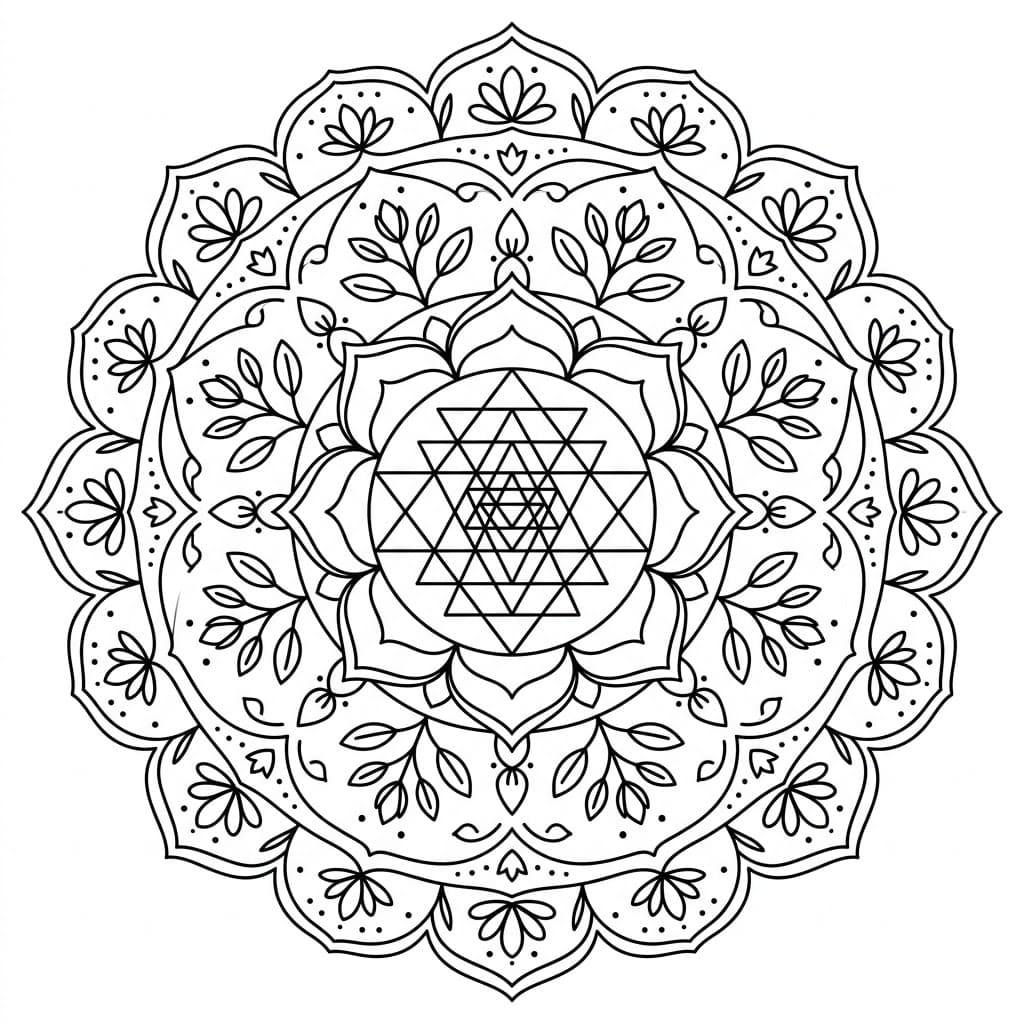 Luminous Sri Yantra Mandala Template Mandalas