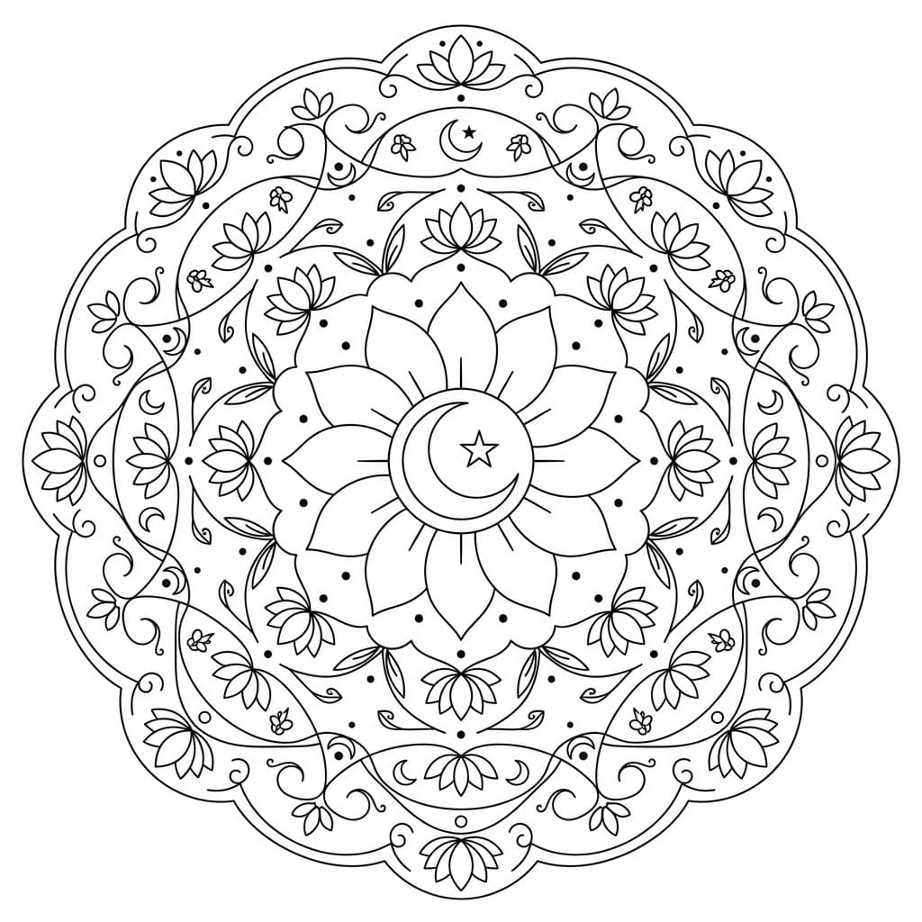 Moon Bloom Nava Padma Mandala Pattern Mandalas