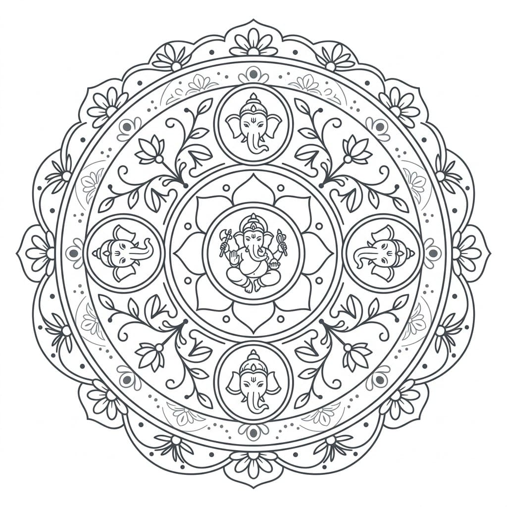 Mystic Ganesha Yantra Template Mandalas