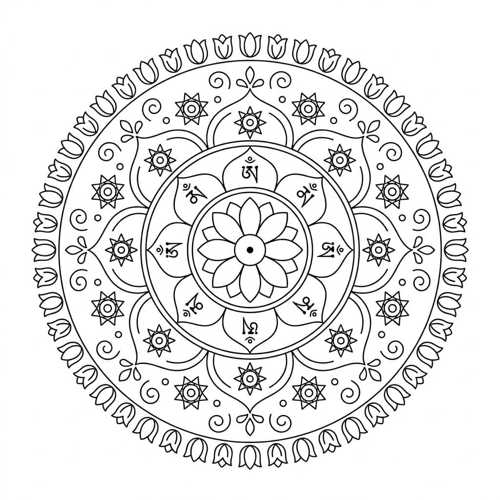 Ornate Circle Kalachakra Mandala Pattern Mandalas