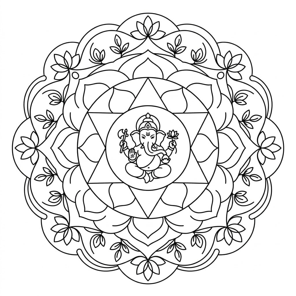 Peaceful Ganesha Yantra Template Mandalas