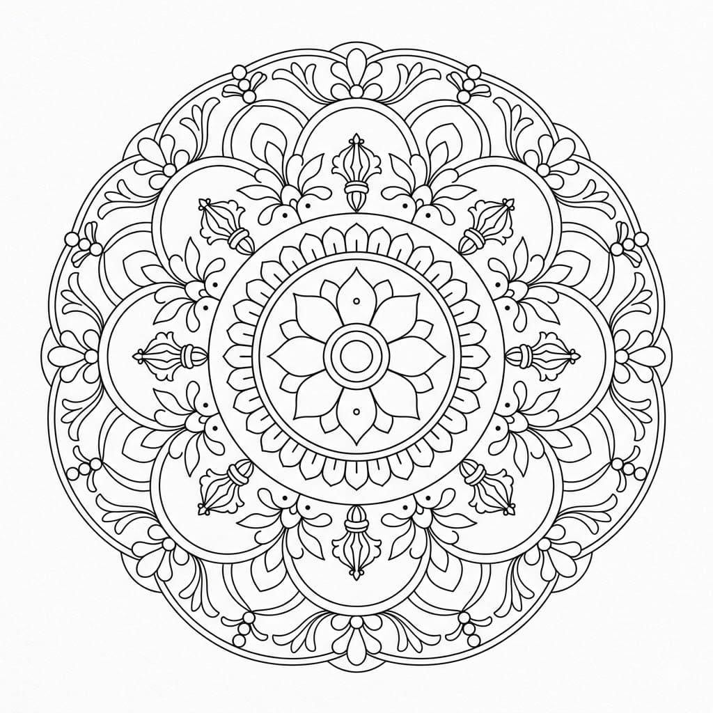 Peaceful Vajrayana Mandala Template Mandalas