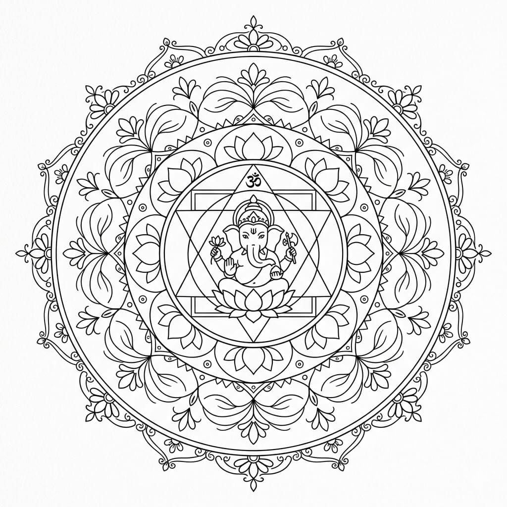Radiant Ganesha Yantra Template Mandalas