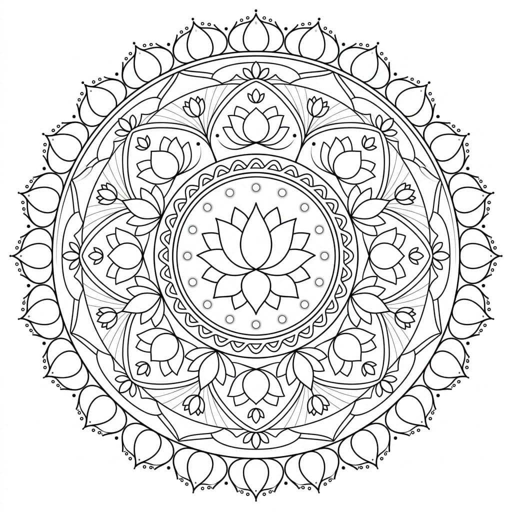 Radiant Lotus Nava Padma Mandala Pattern Mandalas