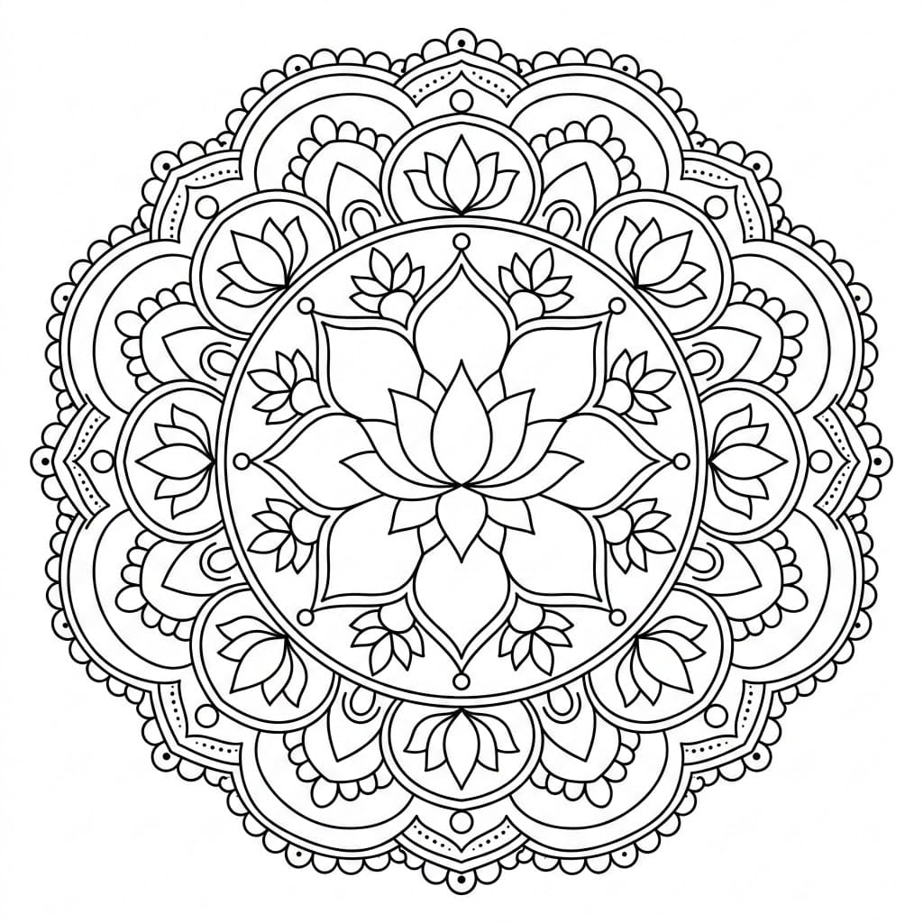 Royal Lotus Rangoli Mandala Template Mandalas
