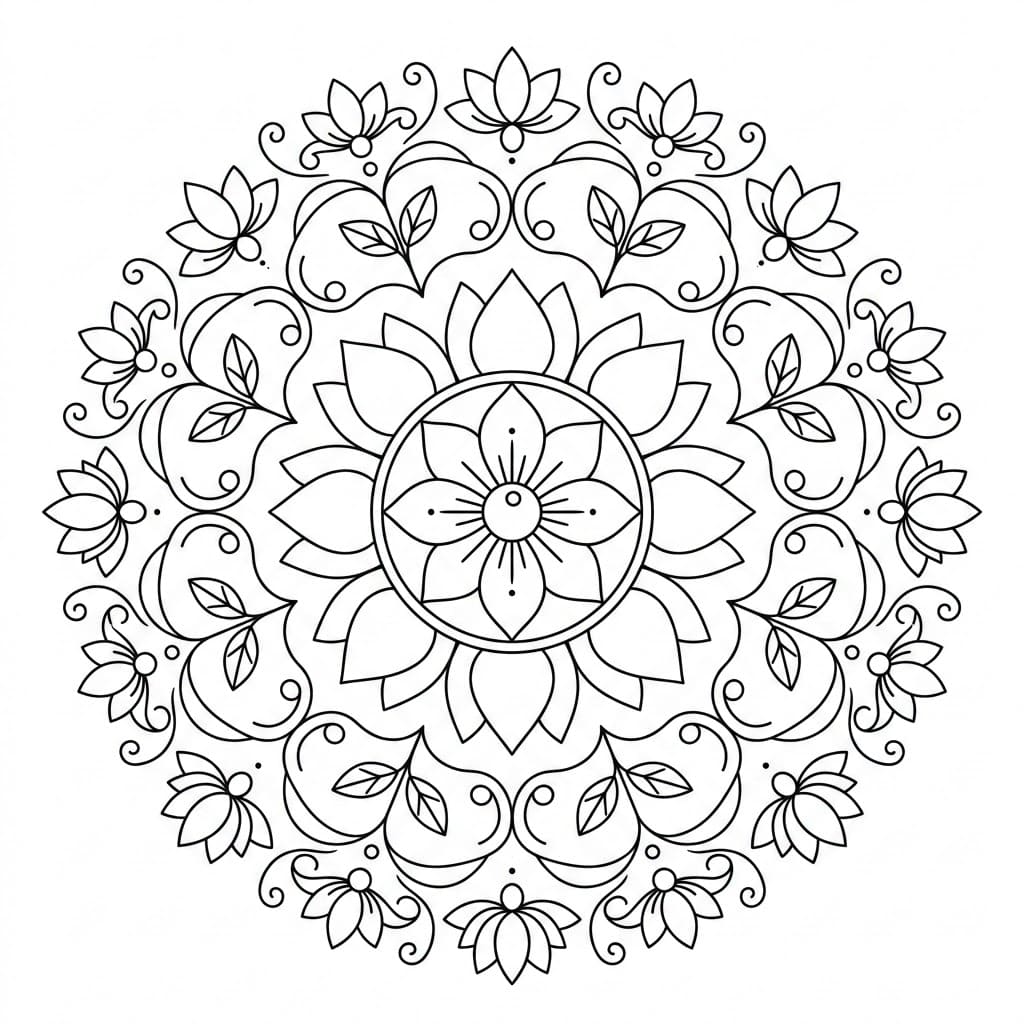 Sacred Bloom Rangoli Mandala Template Mandalas