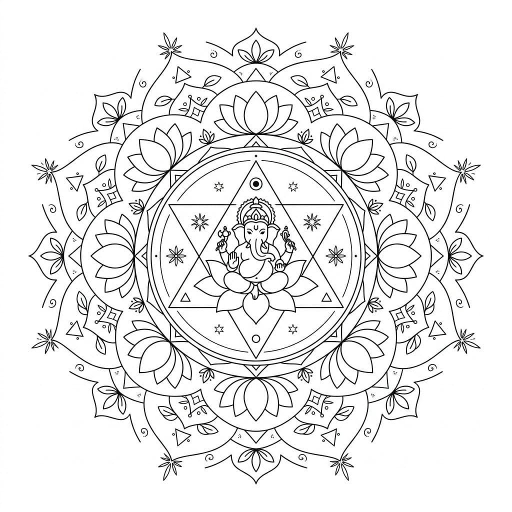 Sacred Light Ganesha Yantra Template Mandalas