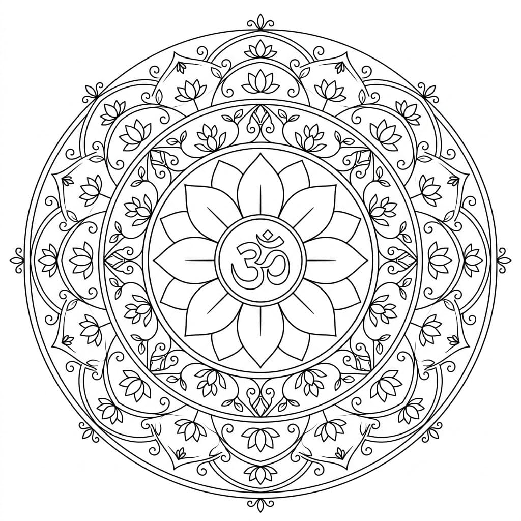 Sacred Lotus Om Mandala Pattern Mandalas
