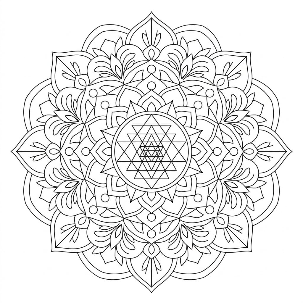 Serene Sri Yantra Mandala Template Mandalas