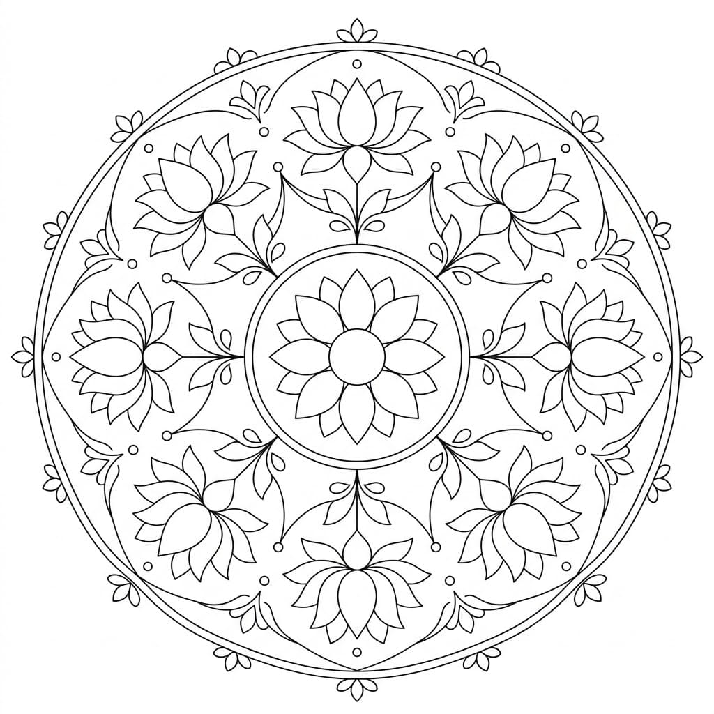 Soft Petal Nava Padma Mandala Pattern Mandalas