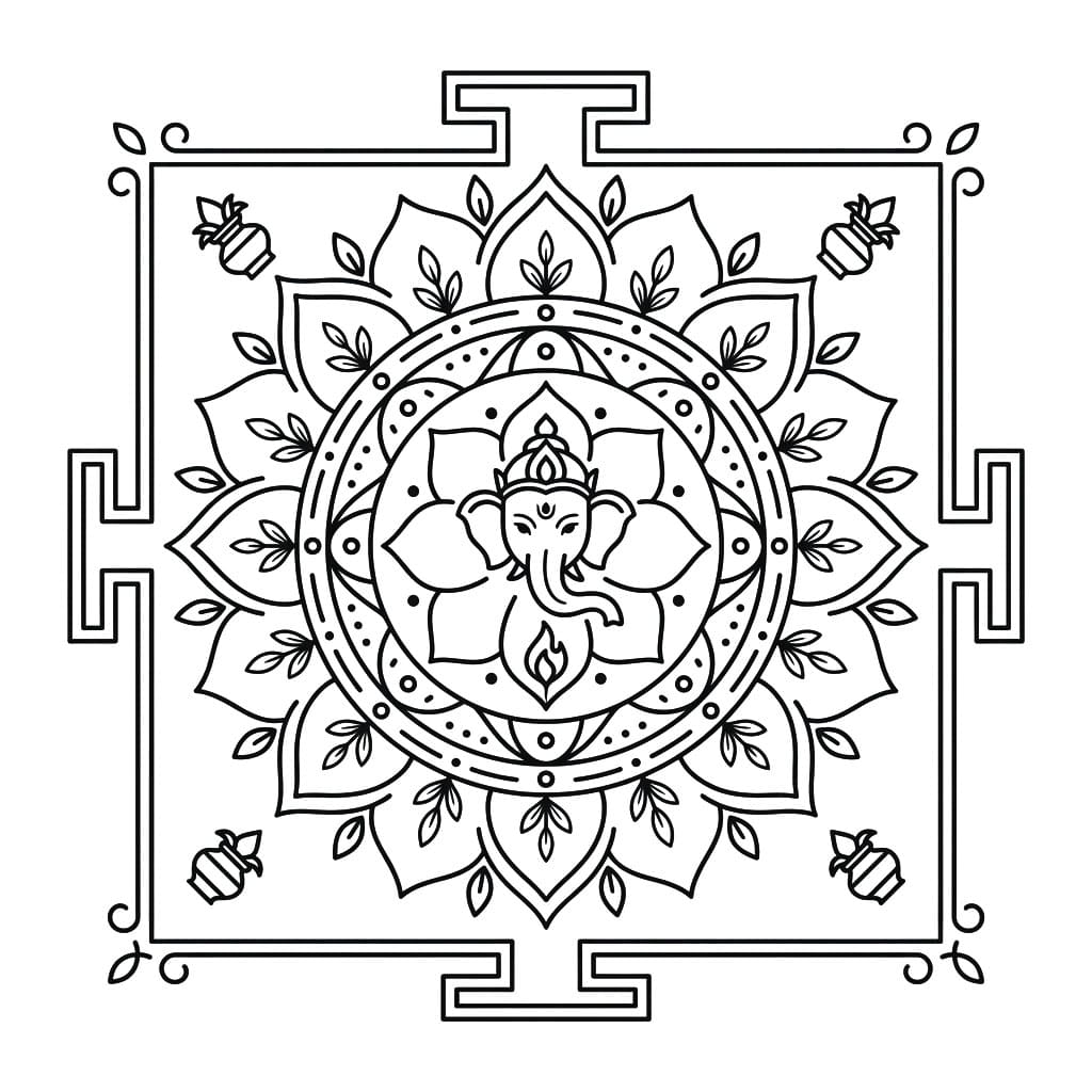 Spiritual Ganesha Yantra Template Mandalas