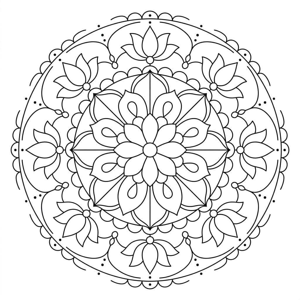 Symmetric Lotus Mandala Design Mandalas