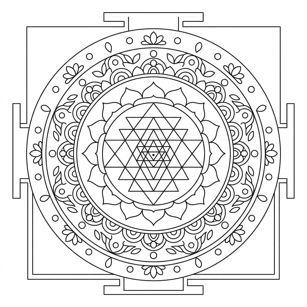 Symmetry Sri Yantra Mandala Template Mandalas