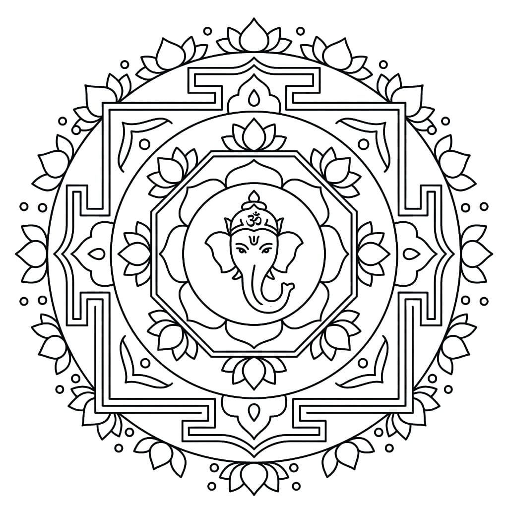 Tranquil Ganesha Yantra Template Mandalas