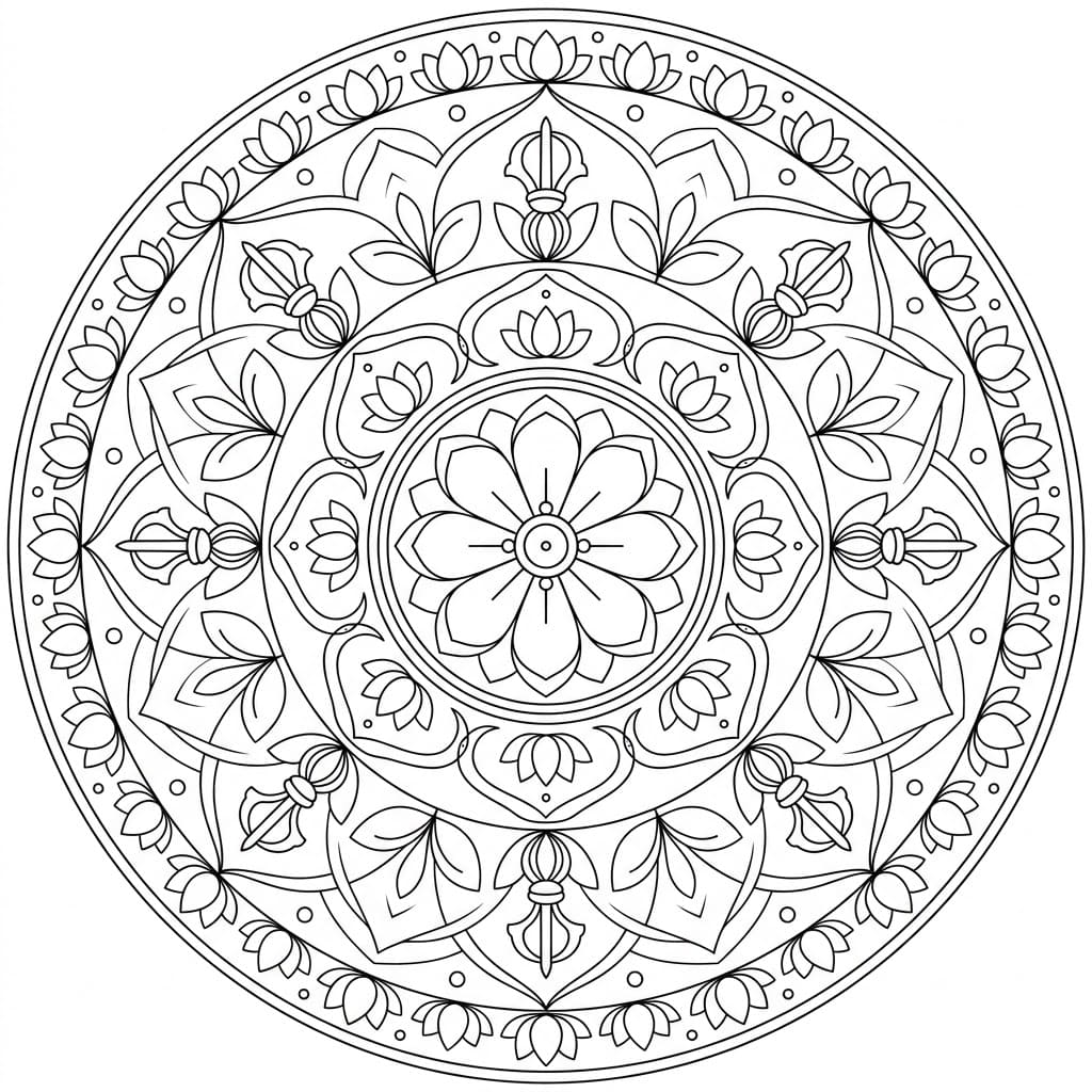 Tranquil Vajrayana Mandala Template Mandalas