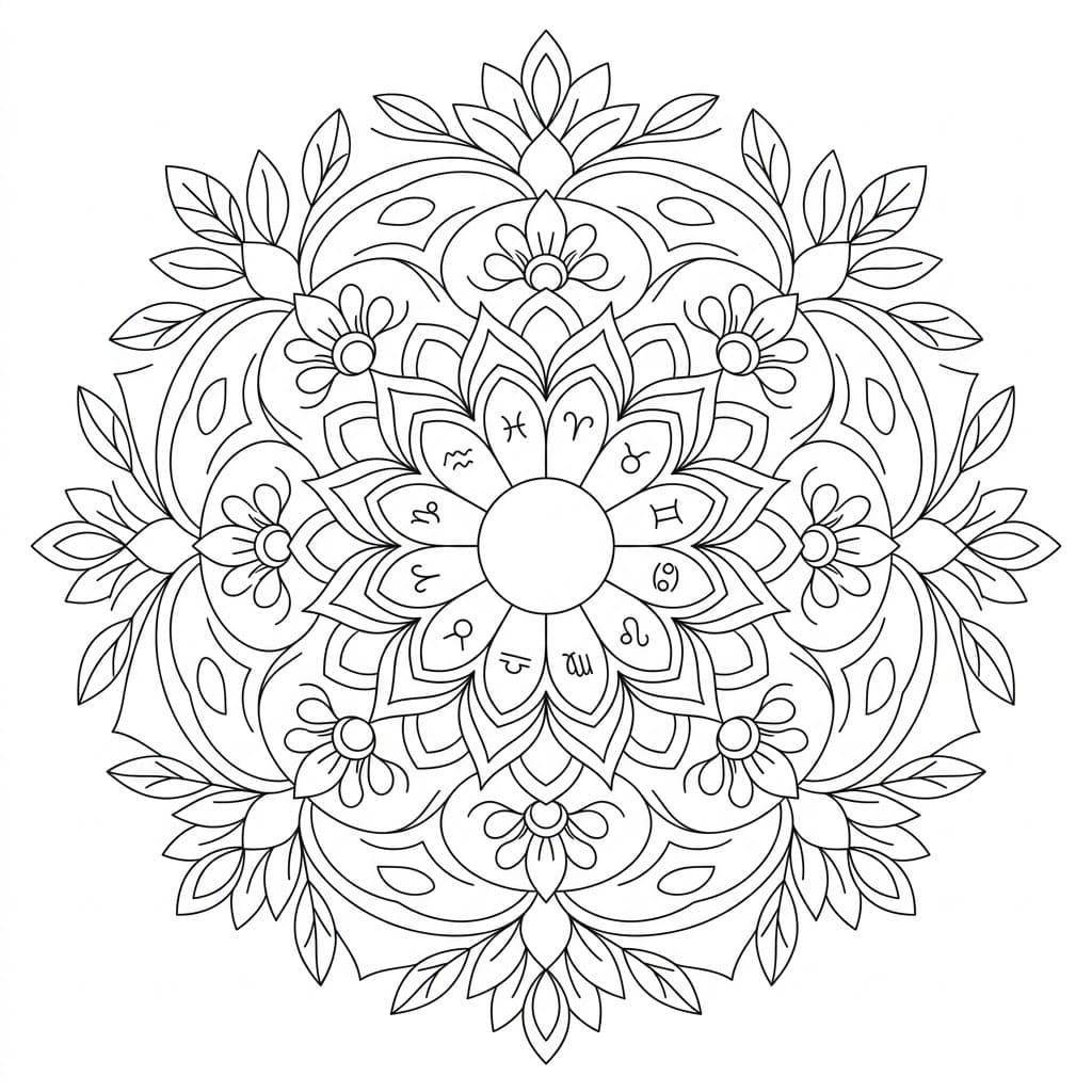 Aura Zodiac Mandala Learning Sheet Mandalas