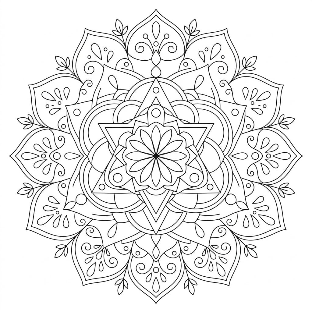 Calm Trika Mandala Template Mandalas