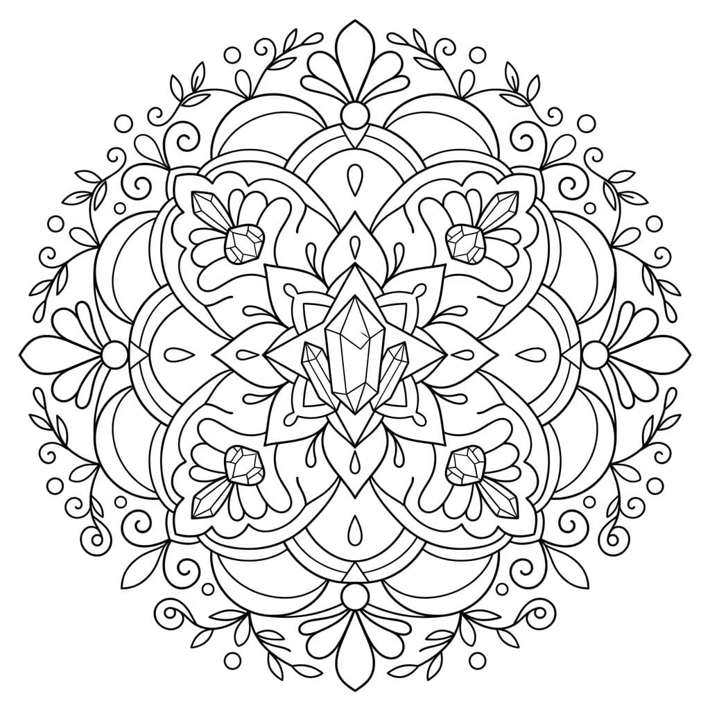 Crystal Bloom Color Mandala Printable Mandalas