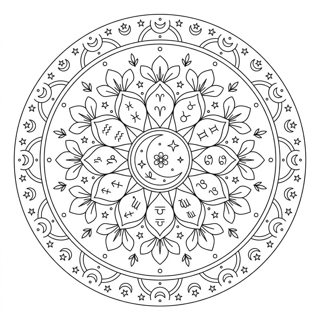 Dreamy Zodiac Mandala Learning Sheet Mandalas