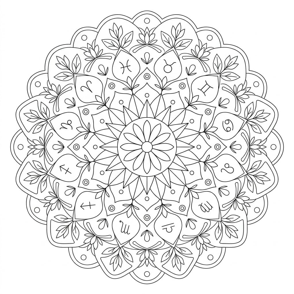 Eclipse Zodiac Mandala Learning Sheet Mandalas