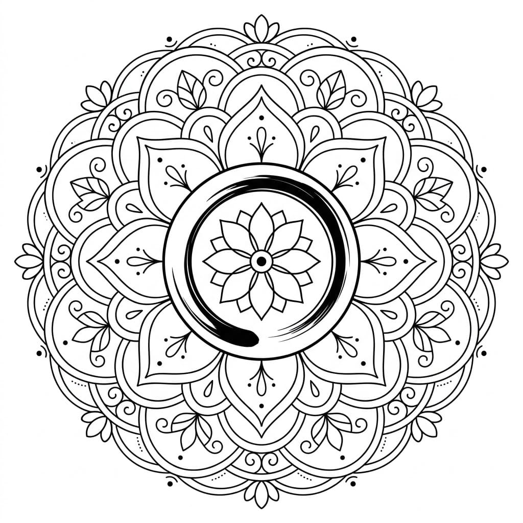 Elegant Ensō Mandala Pattern Mandalas
